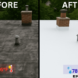 Flat roof before and after applying liquid rubber roof coating showing heat reduction from 156°F to 78°F