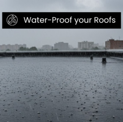 Flat roof during heavy rain ,waterproof roof coating protection by EPDM Coatings