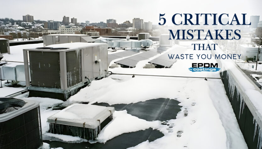 EPDM roof coating failure caused by winter conditions and improper roof coating application