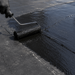 EPDM roof repair using liquid rubber roof coating to stop roof leaks and seal damaged roofing membranes