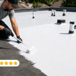 Affordable residential flat roof repair for multiple leaks using waterproof roof coating