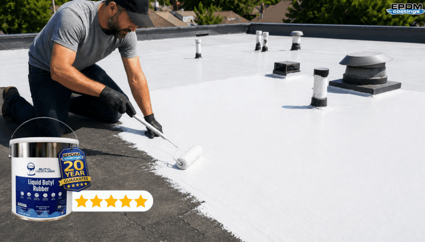 Affordable residential flat roof repair for multiple leaks using waterproof roof coating